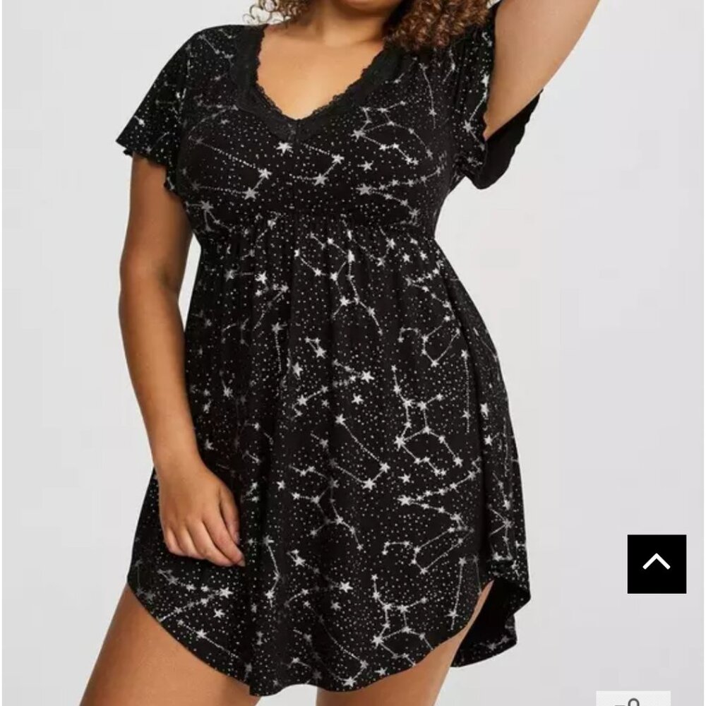 Super Soft Lace Trim Babydoll Celestial Sleep Dress 1X